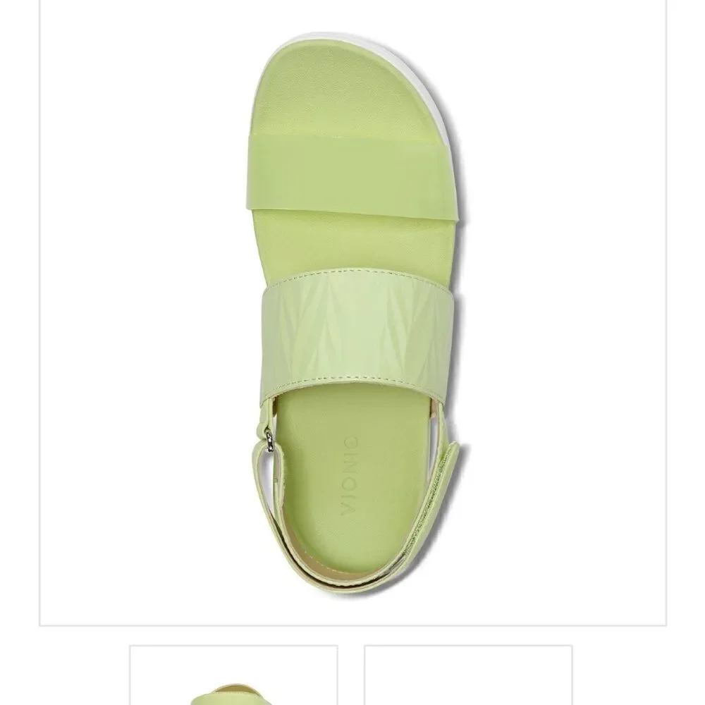 Nwt Vionic “Karleen”lime green leather & transparent platform sandals.